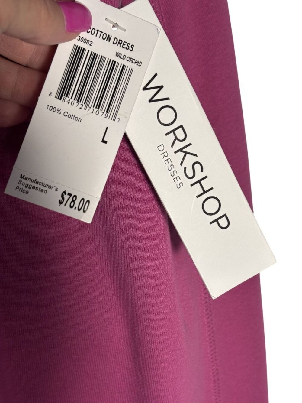 Workshop Womens Wild Orchid Cotton Sleeveless Dress L Comfortable & Stylish - Picture 4 of 8